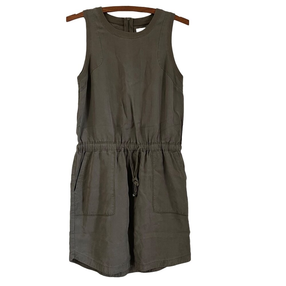 Lou and Grey Army Green Lyocell Drop Waist Sleeveless Dress Size XS